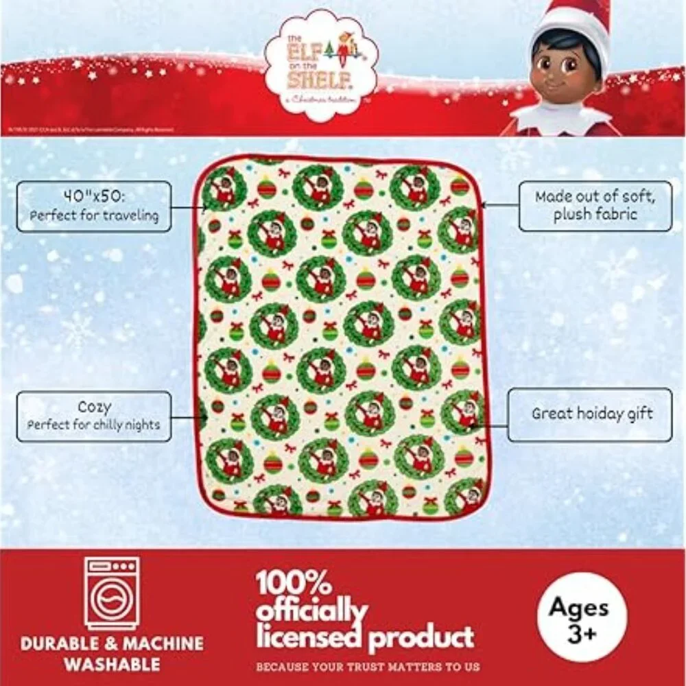 NWT Elf On The Shelf Holiday Christmas Super Soft Silk Touch Throw